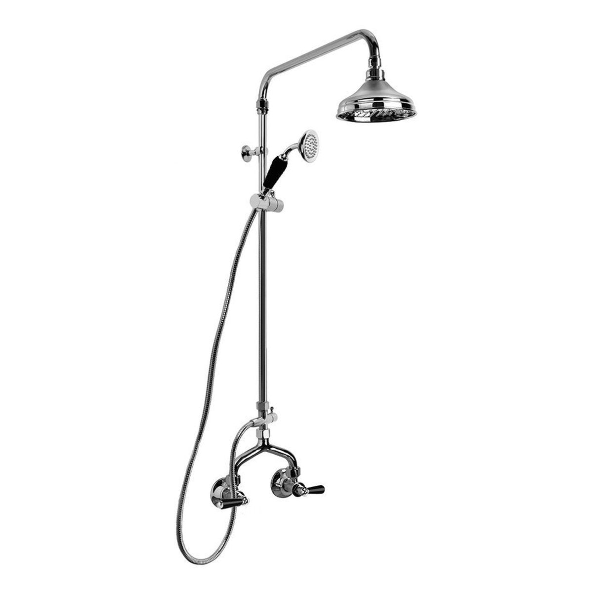 Brodware Neu England 150mm Shower Set III, Black Porcelain Lever