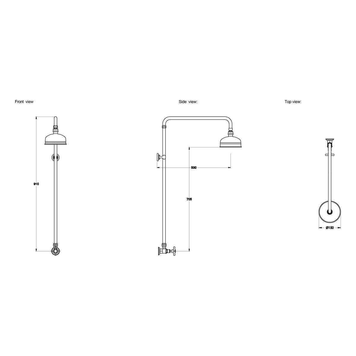 Brodware Neu England 150mm Shower Set IV, Cross Handle - Ceramic Disc
