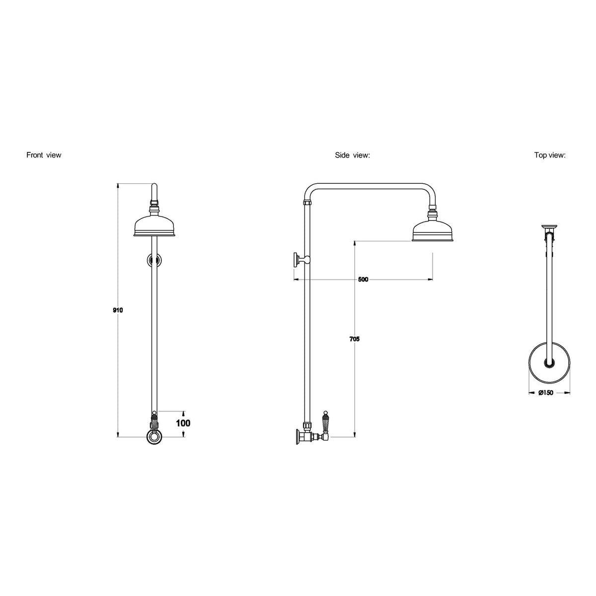 Brodware Neu England 150mm Shower Set IV, Kristall Lever