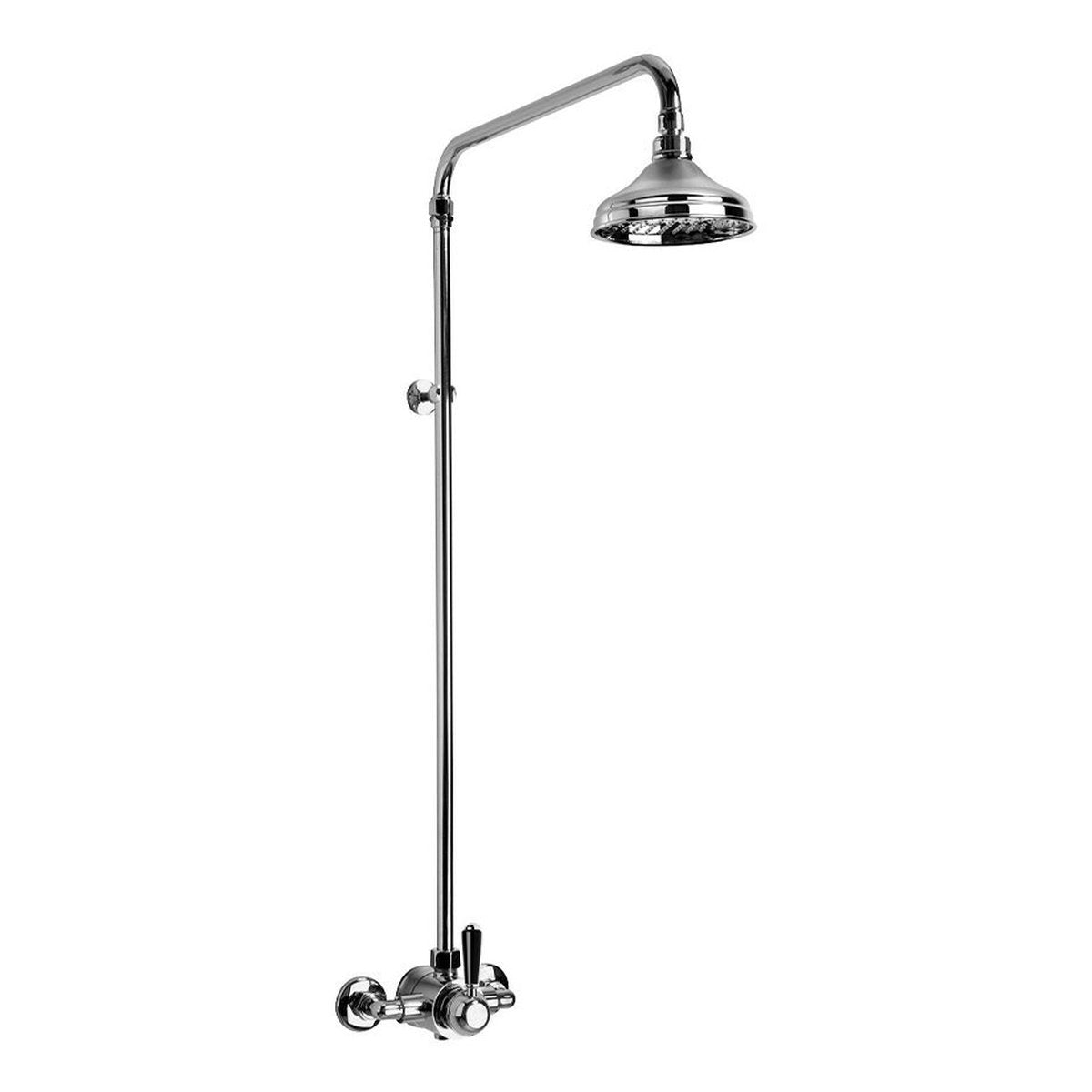 Brodware Neu England 150mm Shower Mixer Set VI, Black Porcelain Lever