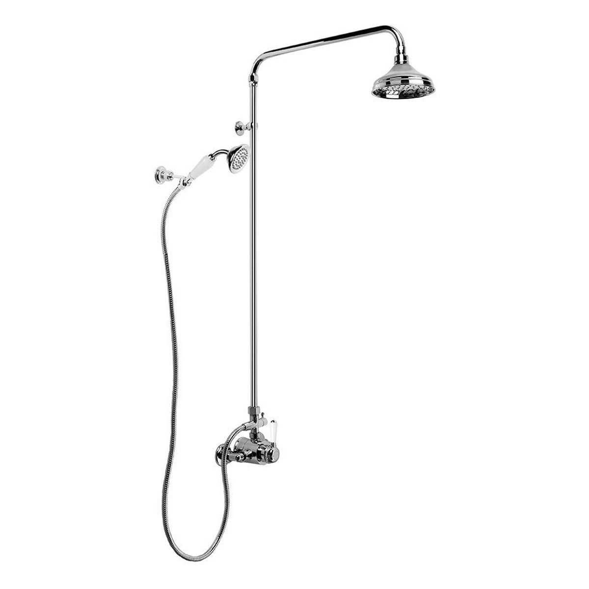 Brodware Neu England 150mm Shower Mixer Set V, White Porcelain Lever