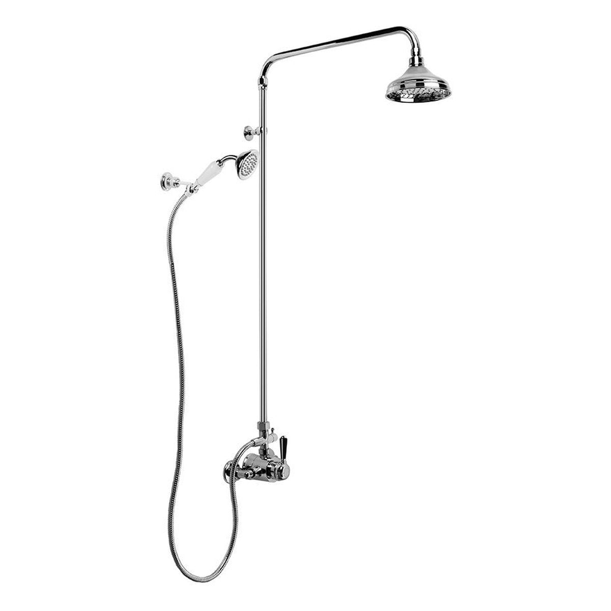 Brodware Neu England 150mm Shower Mixer Set V, Black Porcelain Lever
