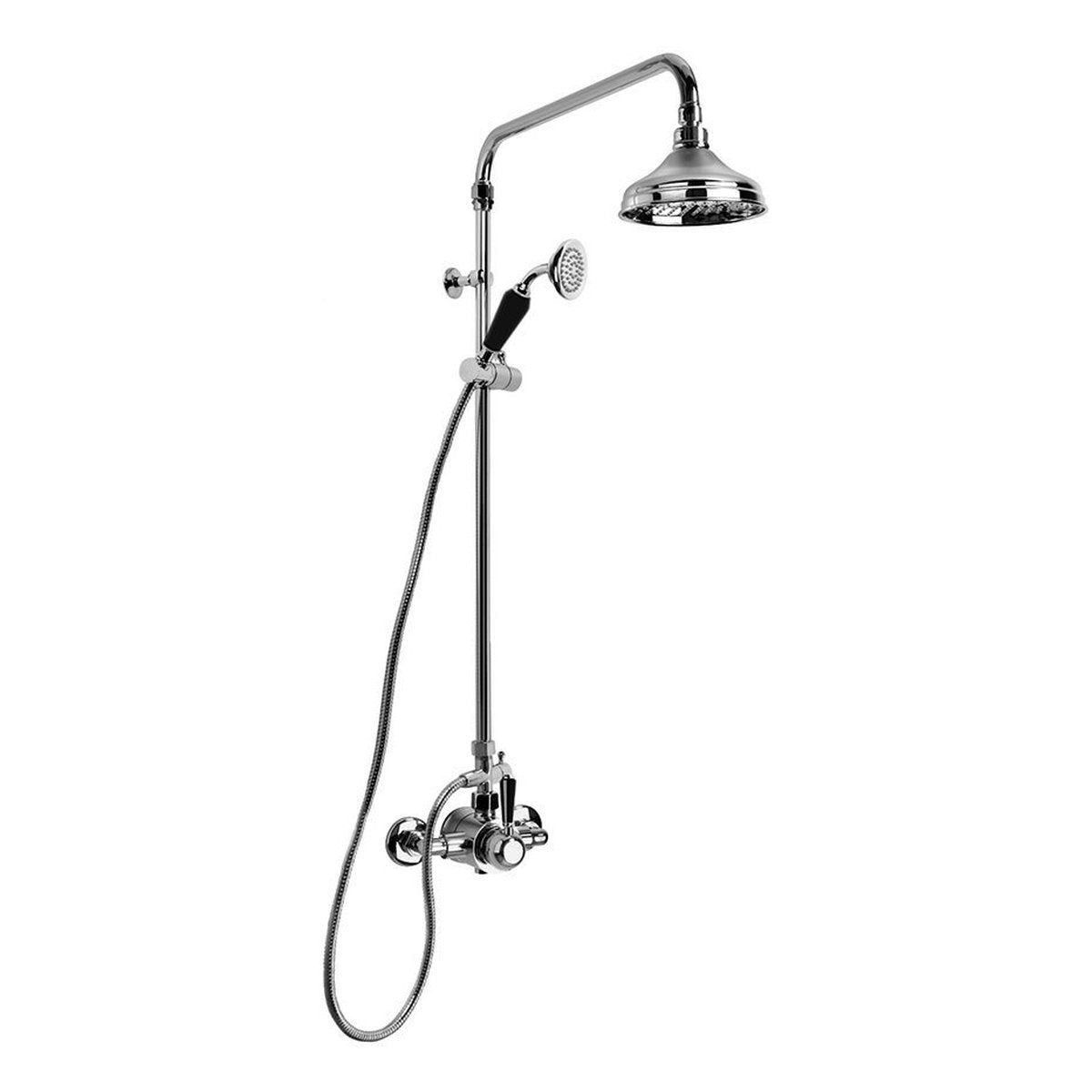 Brodware Neu England 150mm Shower Mixer Set III, Black Porcelain Lever