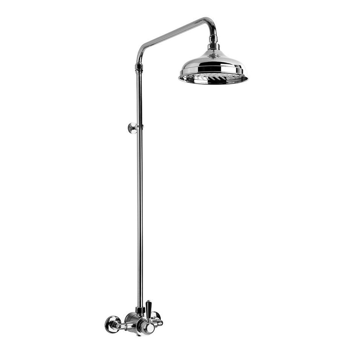 Brodware Neu England 200mm Shower Mixer Set III, Black Porcelain Lever
