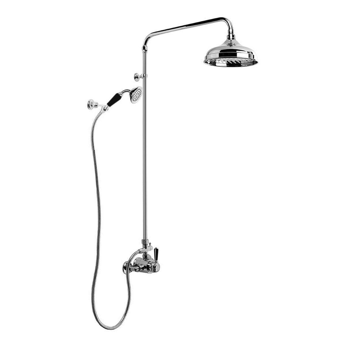 Brodware Neu England 200mm Shower Mixer Set II, Black Porcelain Lever