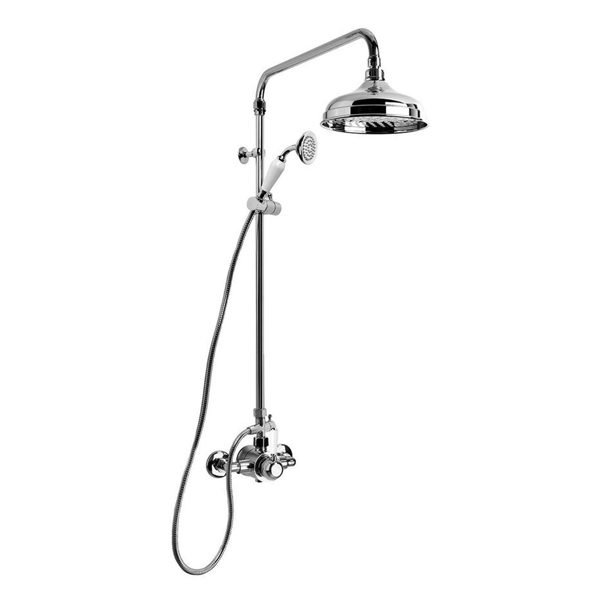 Brodware Neu England 200mm Shower Mixer Set I, White Porcelain Lever