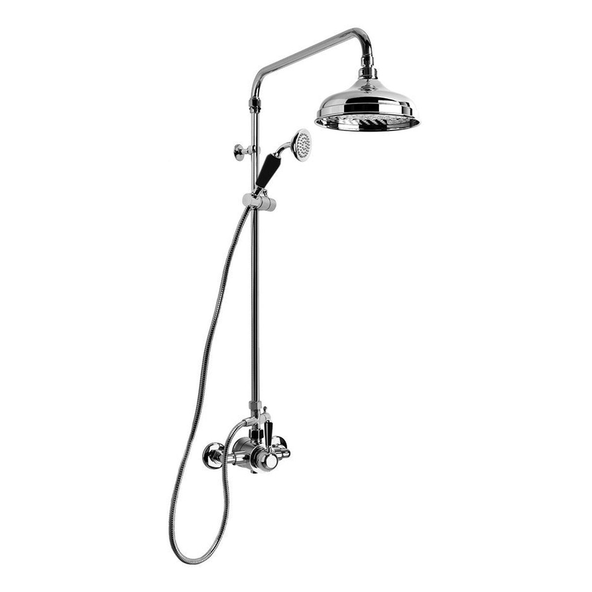 Brodware Neu England 200mm Shower Mixer Set I, Black Porcelain Lever
