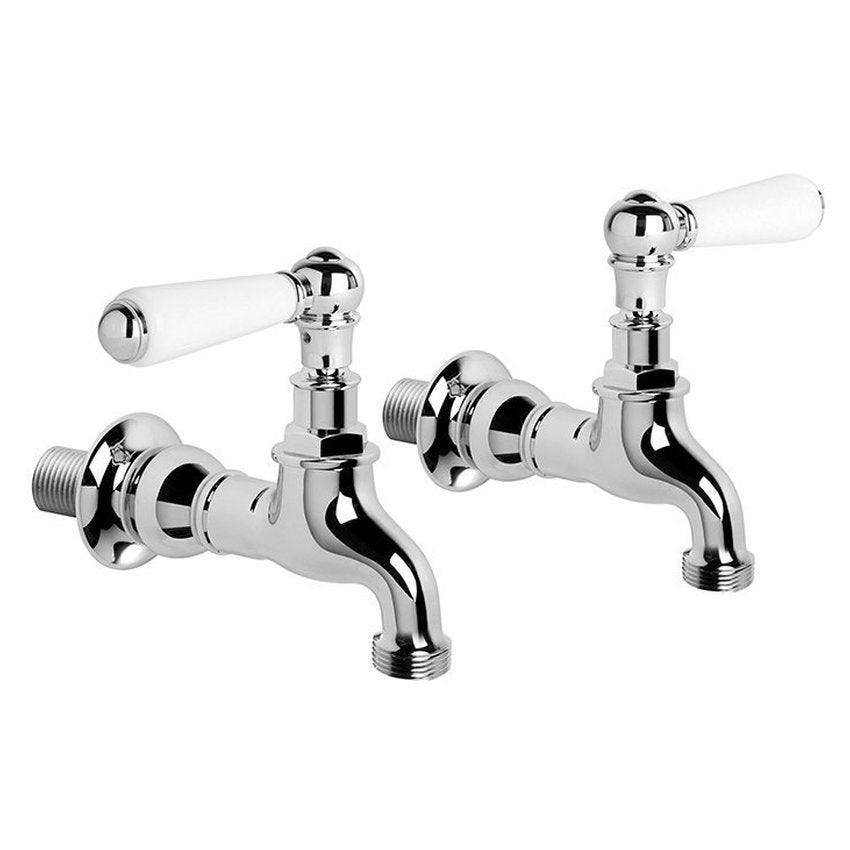 Brodware Neu England Bib Taps II, White Porcelain Lever