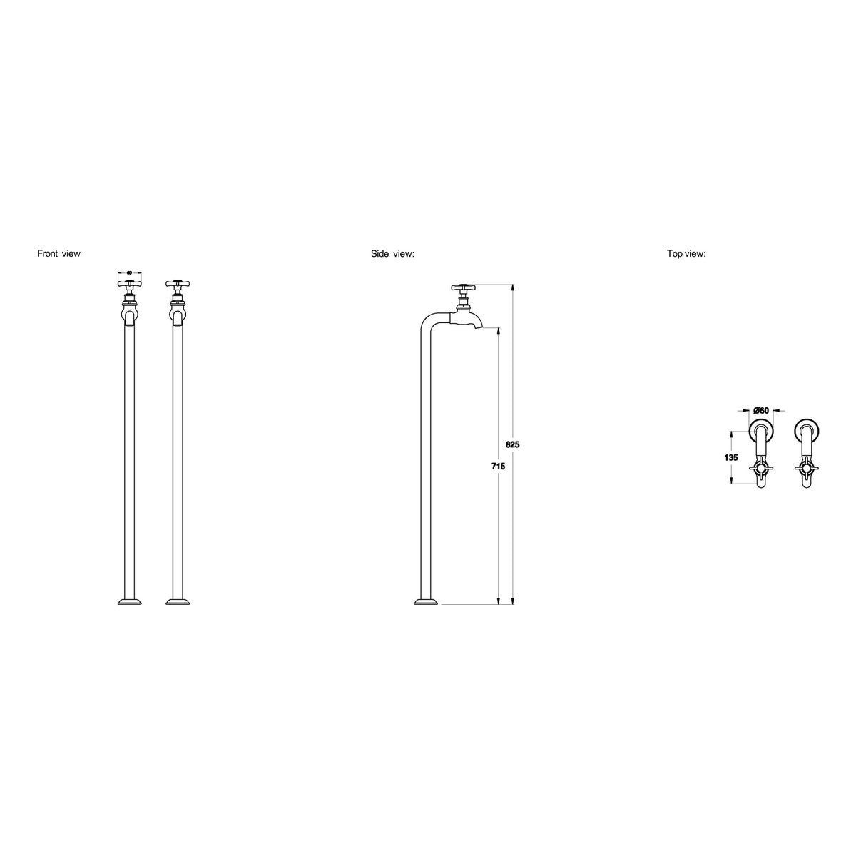 Brodware Neu England Bib Taps I, Cross Handle - Ceramic Disc