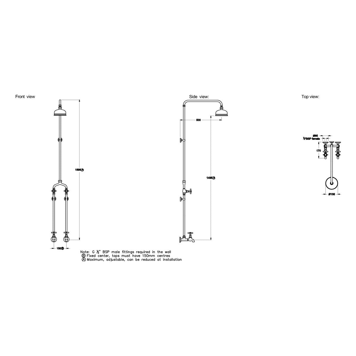 Brodware Neu England Bath & Shower Set I, Cross Handle - Ceramic Disc