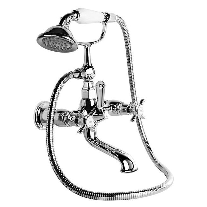 Brodware Neu England Bath Mixer With Handshower III, Cross Handle - Ceramic Disc