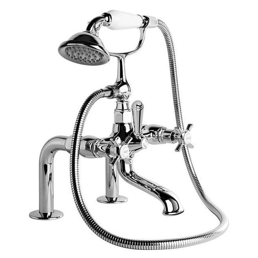 Brodware Neu England Bath Mixer With Handshower II, Cross Handle - Ceramic Disc