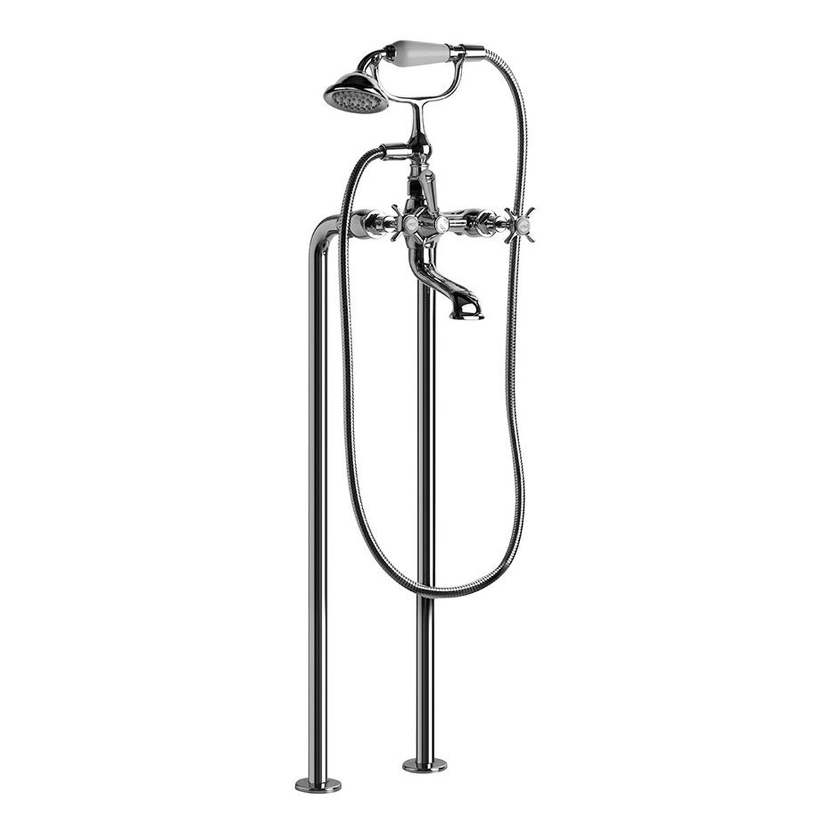 Brodware Neu England Bath Mixer With Handshower I, Cross Handle - Ceramic Disc