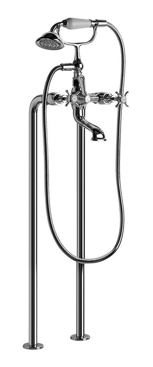 Brodware Neu England Bath Mixer With Handshower I, Cross Handle - Ceramic Disc