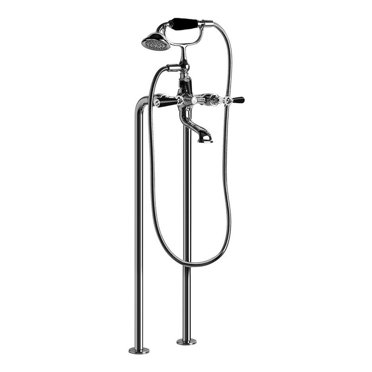 Brodware Neu England Bath Mixer With Handshower I, Black Porcelain Lever
