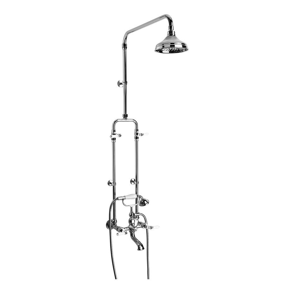 Brodware Neu England Bath & Shower Set III, White Porcelain Lever