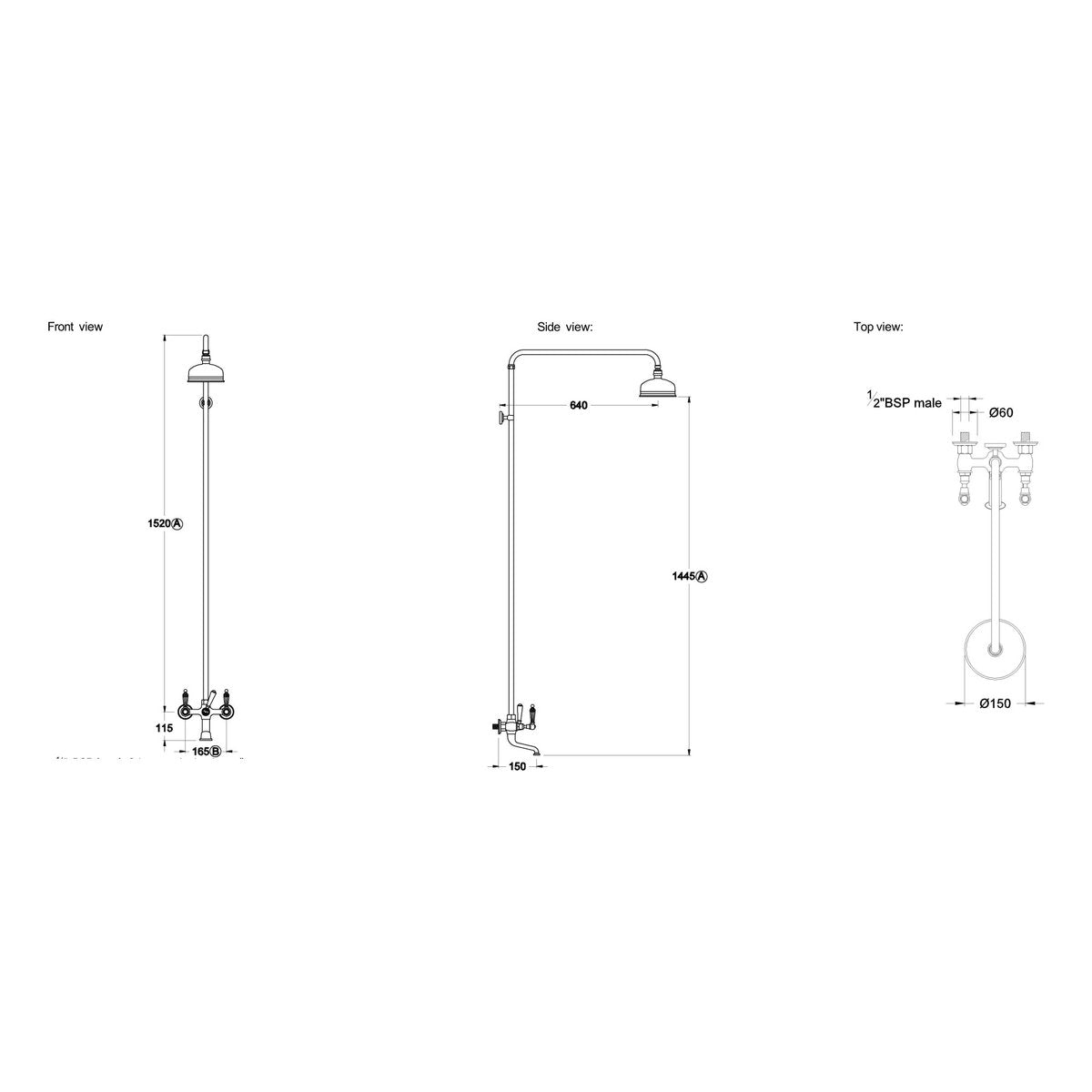Brodware Neu England Bath & Shower Set II, Kristall Lever