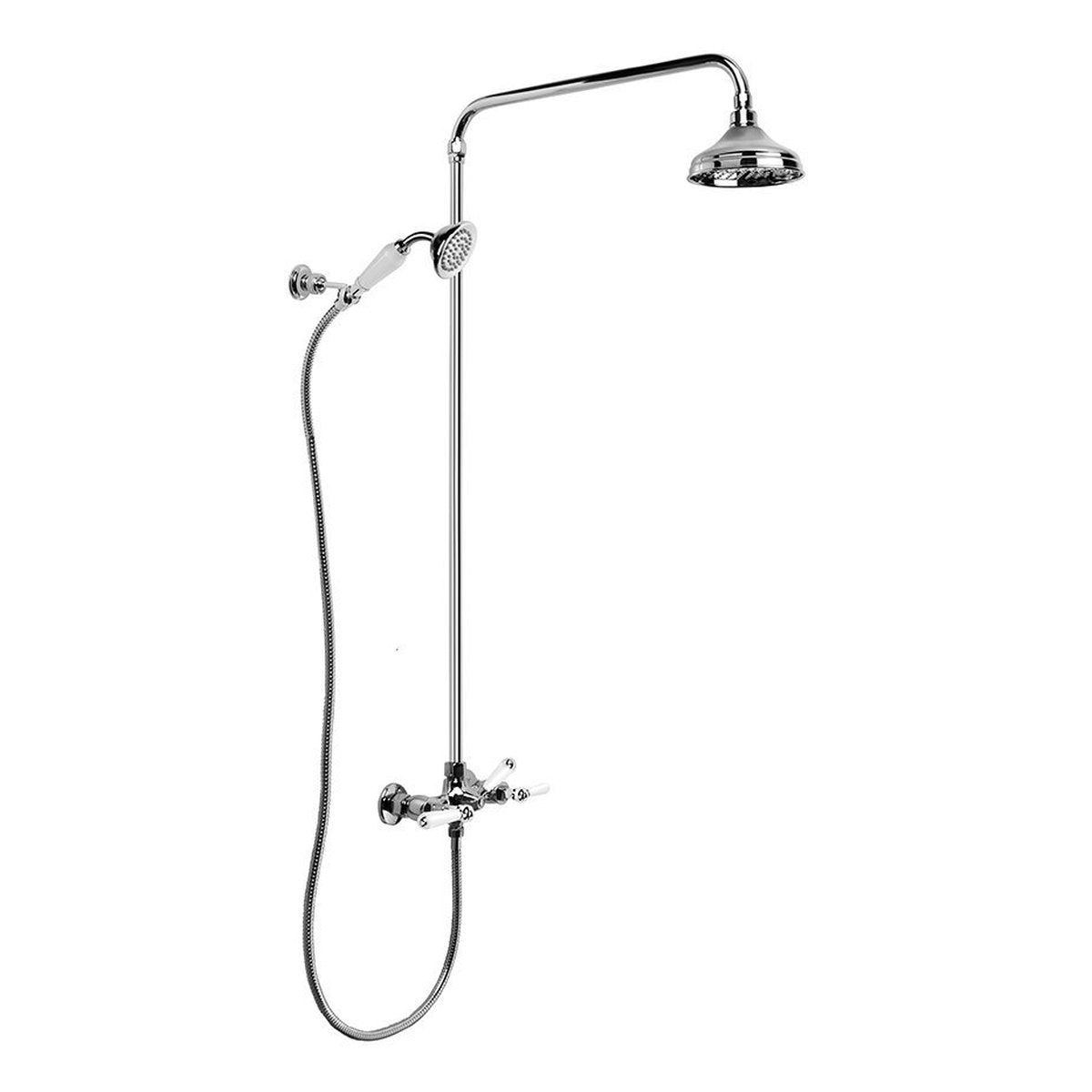 Brodware Neu England Shower Set IV, White Porcelain Lever