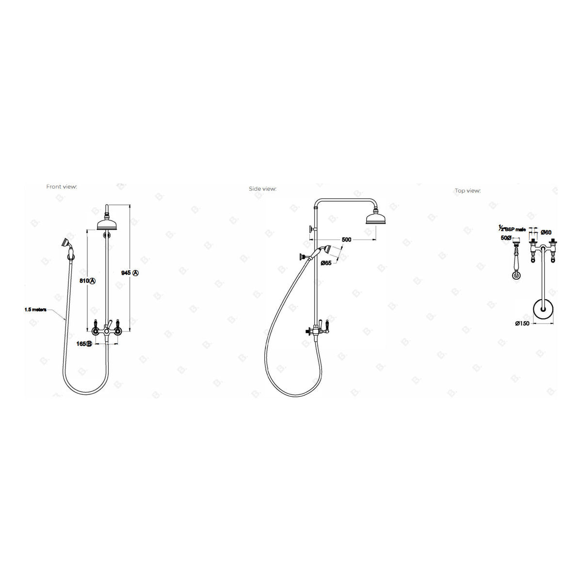 Brodware Neu England Shower Set IV, Kristall Lever