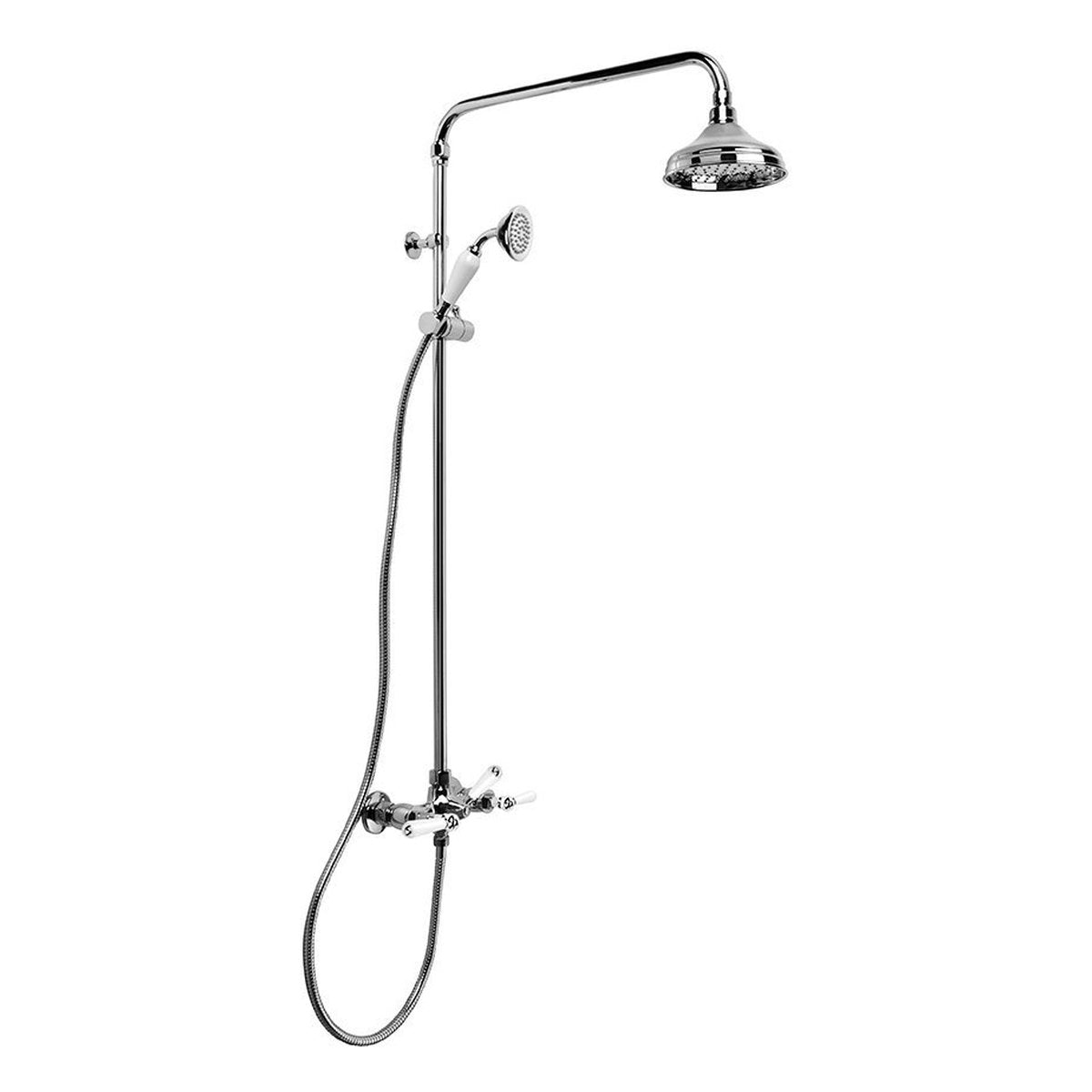 Brodware Neu England Shower Set III, White Porcelain Lever