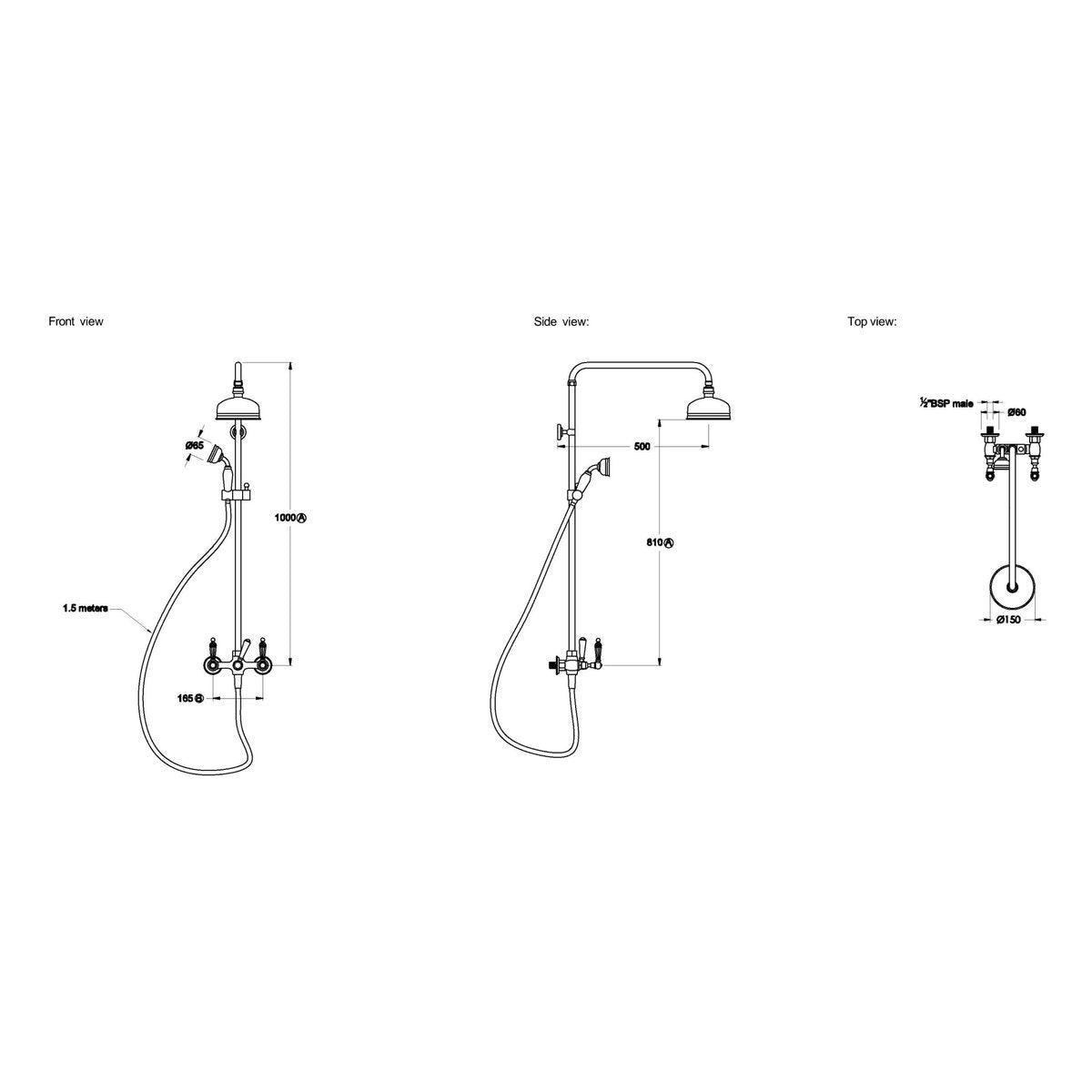 Brodware Neu England Shower Set III, Kristall Lever
