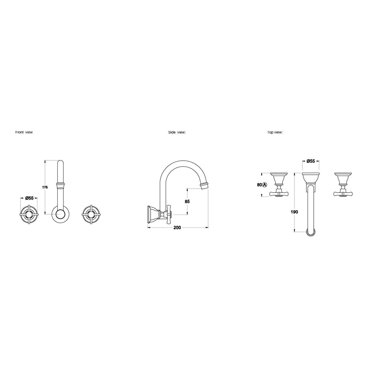 Brodware Neu England Wall Set II, Cross Handle - Ceramic Disc