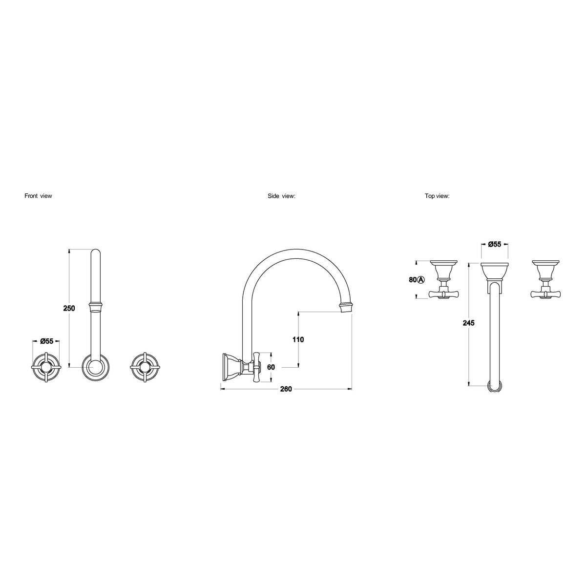 Brodware Neu England Wall Set I, Cross Handle - Ceramic Disc