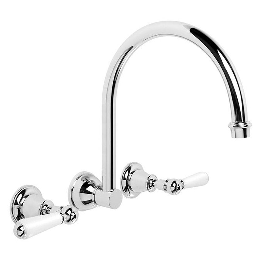 Brodware Neu England Wall Set I, White Porcelain Lever