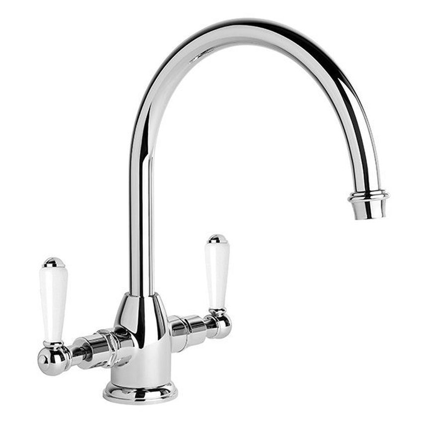 Brodware Neu England Kitchen Mixer II, White Porcelain Lever