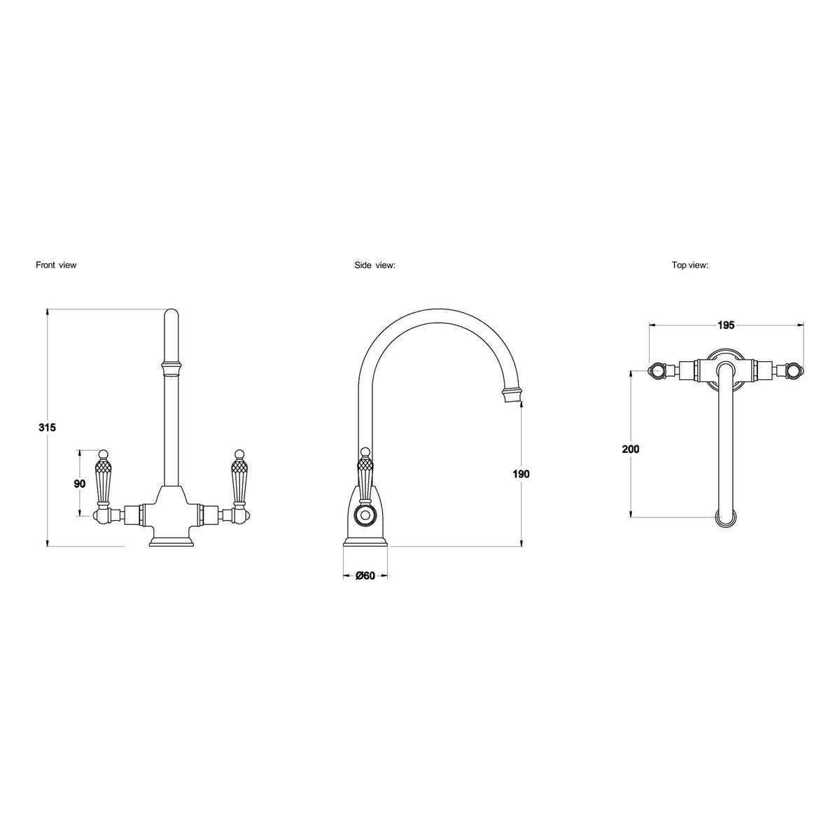 Brodware Neu England Kitchen Mixer II, Kristall Lever