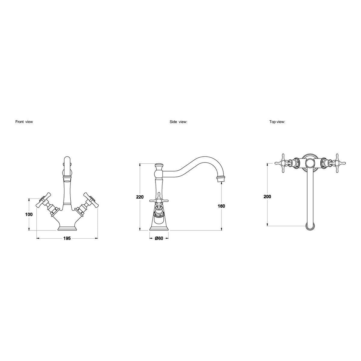 Brodware Neu England Kitchen Mixer I, Cross Handle - Ceramic Disc