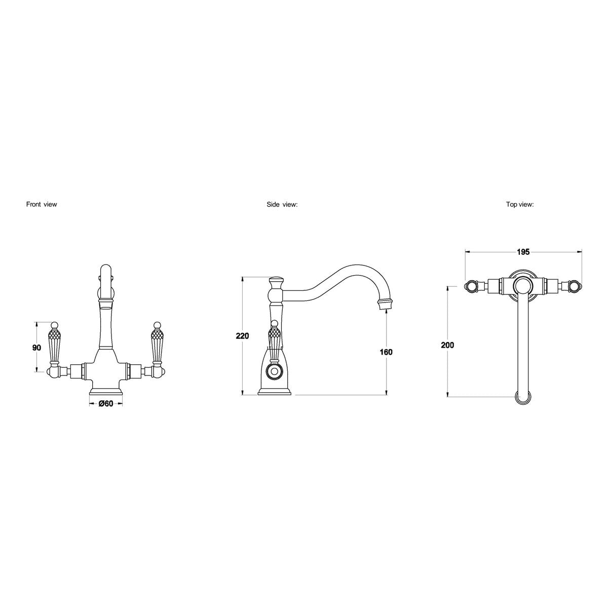 Brodware Neu England Kitchen Mixer I, Kristall Lever
