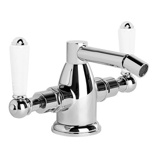 Brodware Neu England Bidet Mixer, White Porcelain Lever