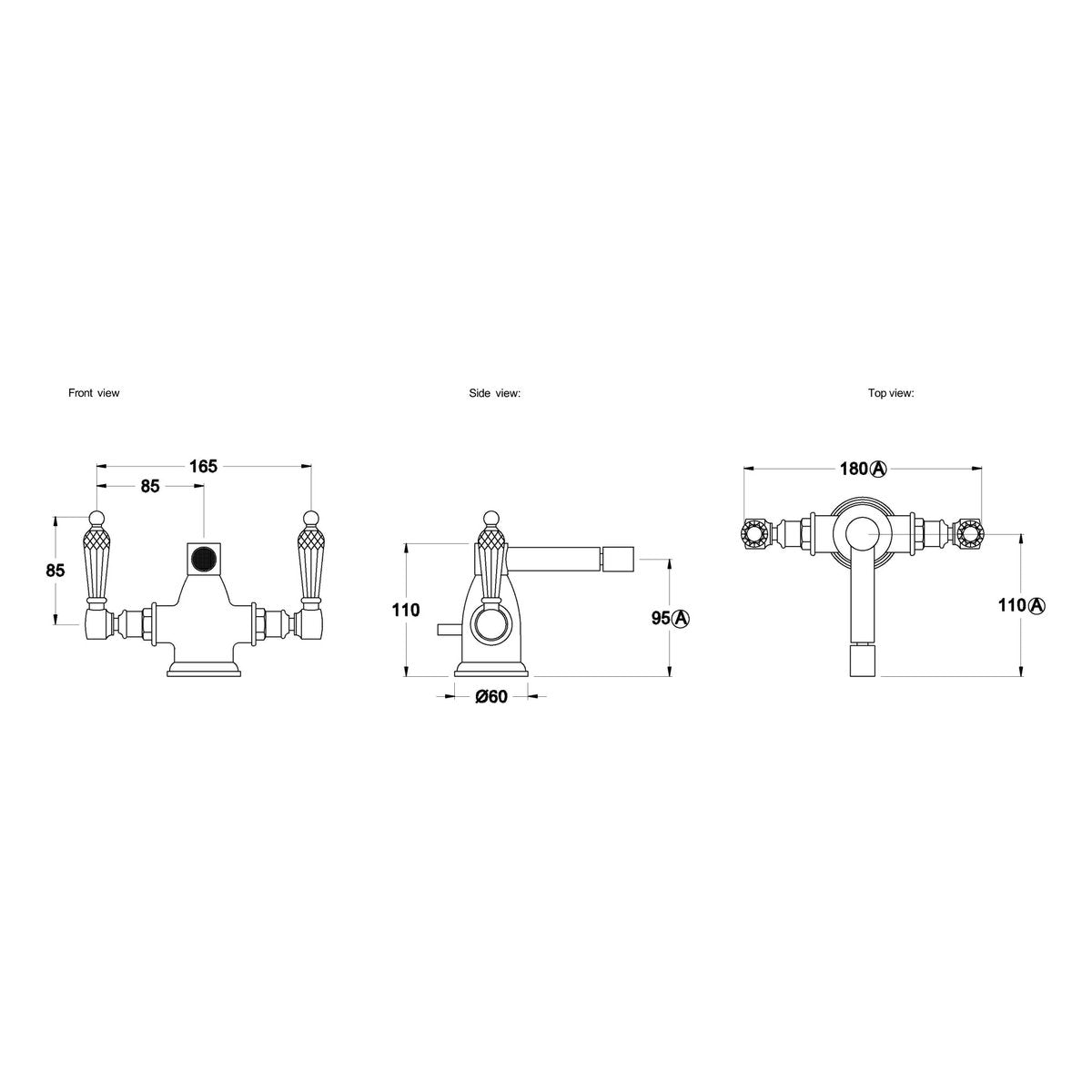 Brodware Neu England Bidet Mixer, Kristall Lever