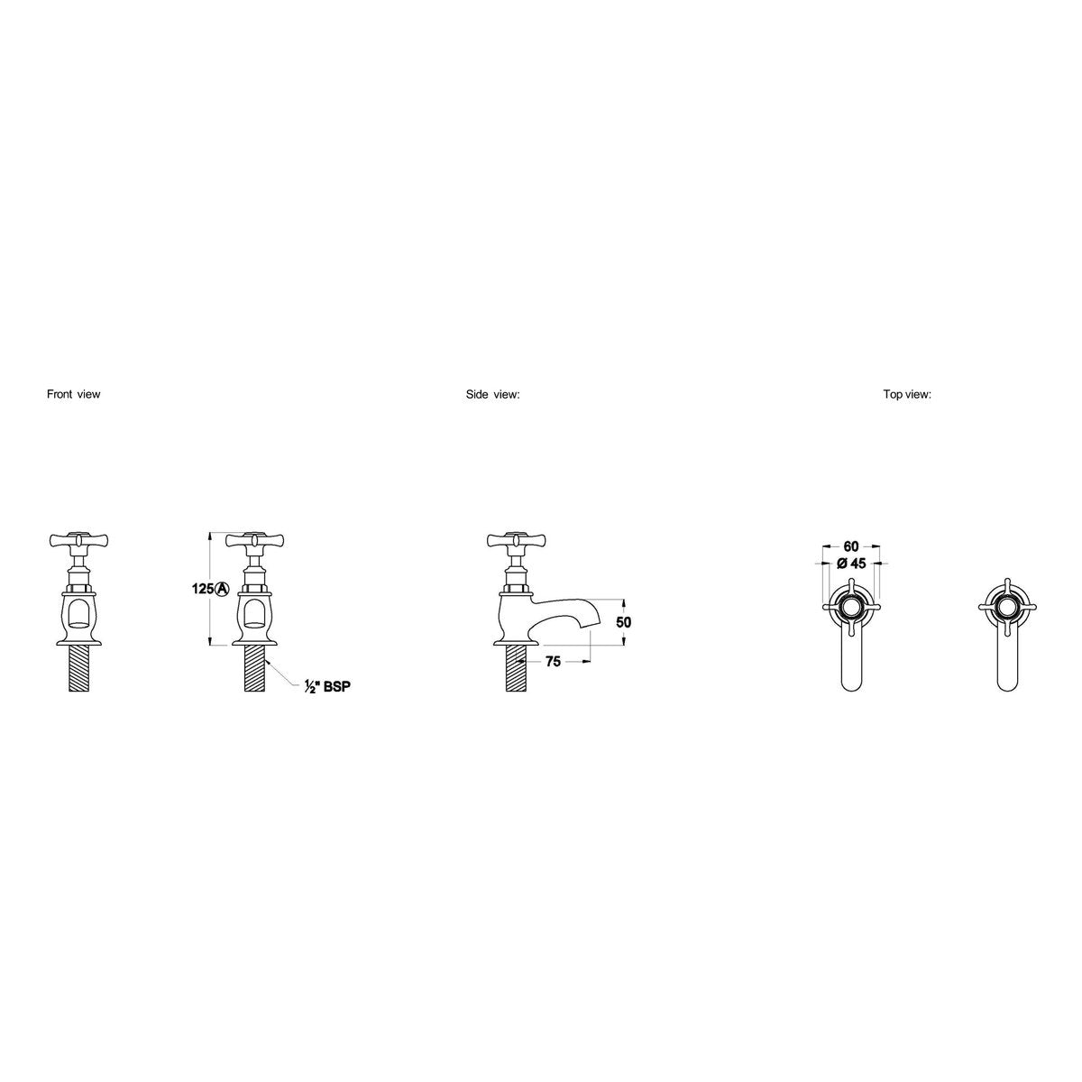 Brodware Neu England Pillar Taps, Cross Handle - Ceramic Disc