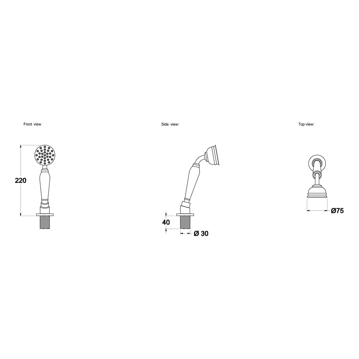Brodware Neu England Handshower III, White Porcelain Insert