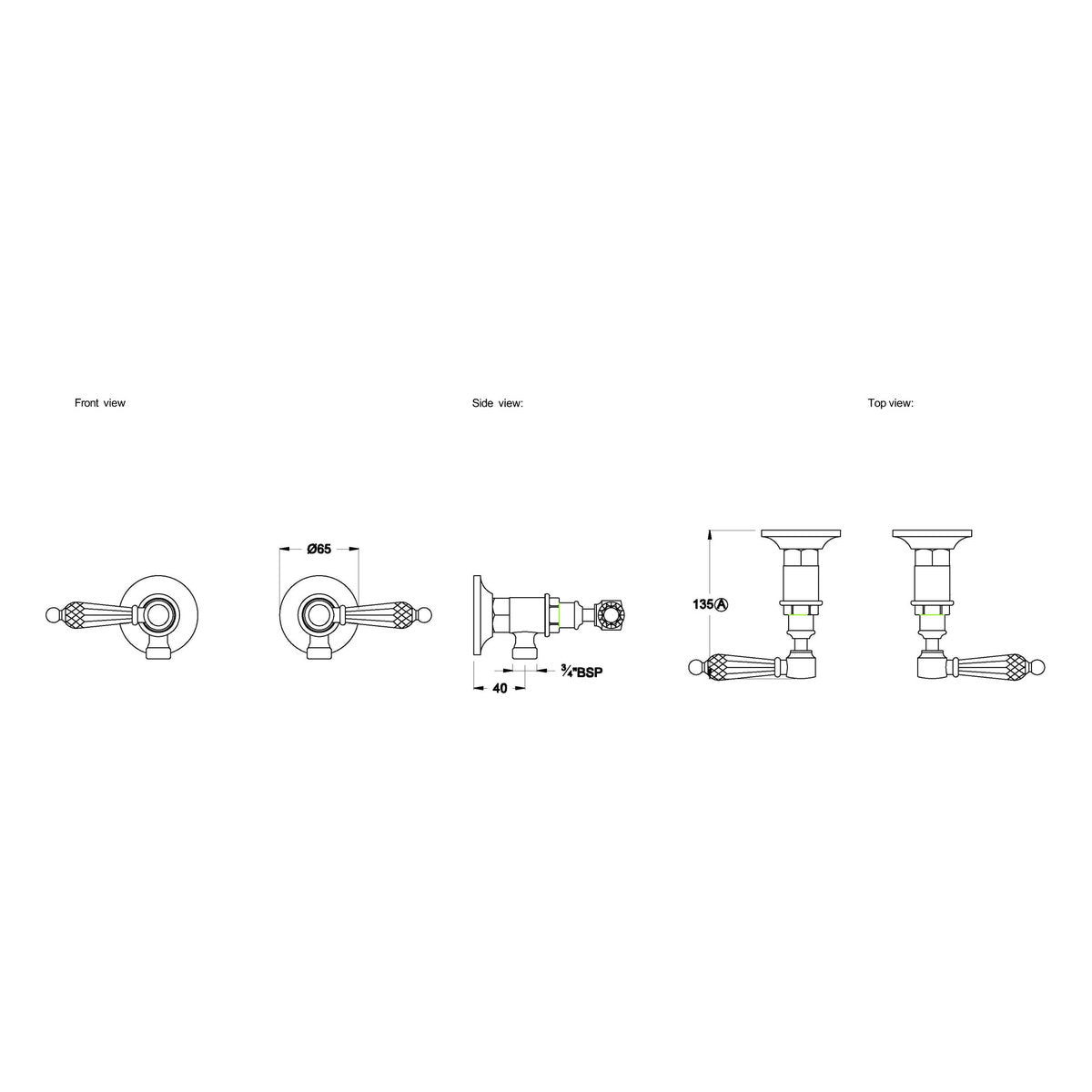 Brodware Neu England Washing Machine Taps, Kristall Lever