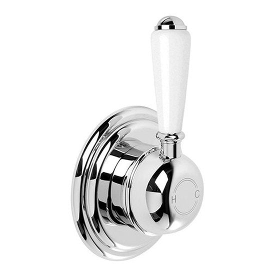 Brodware Neu England Wall Mixer, White Porcelain Lever