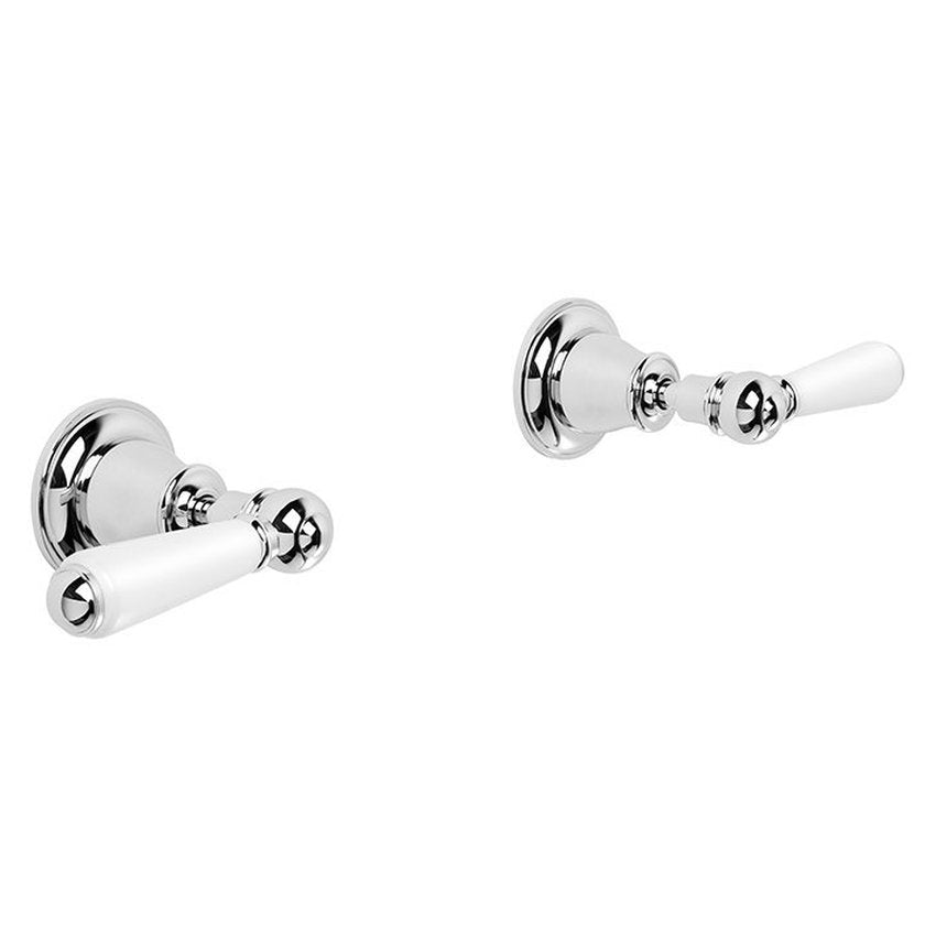 Brodware Neu England Wall Taps, White Porcelain Lever