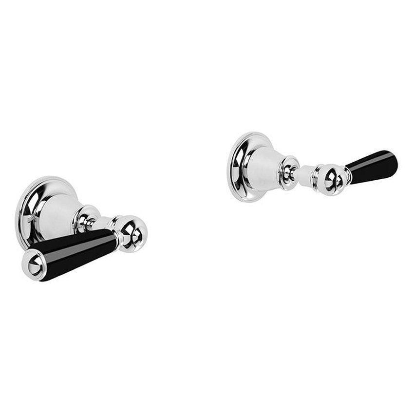 Brodware Neu England Wall Taps, Black Porcelain Lever