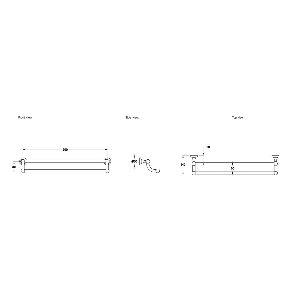 Brodware Neu England 900mm Double Towel Rail