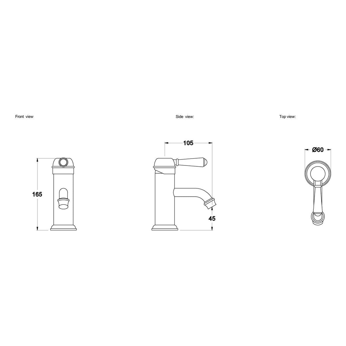Brodware Winslow Basin Mixer V, Metal Lever