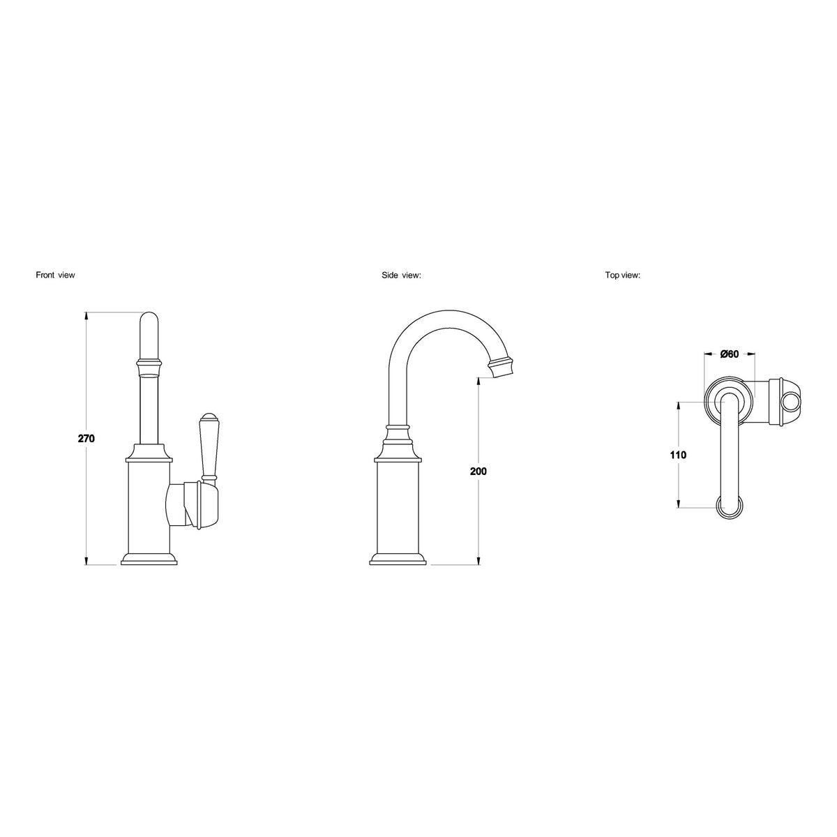 Brodware Winslow Basin Mixer IV, Metal Lever