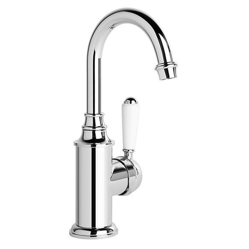 Brodware Winslow Basin Mixer IV, White Porcelain Lever