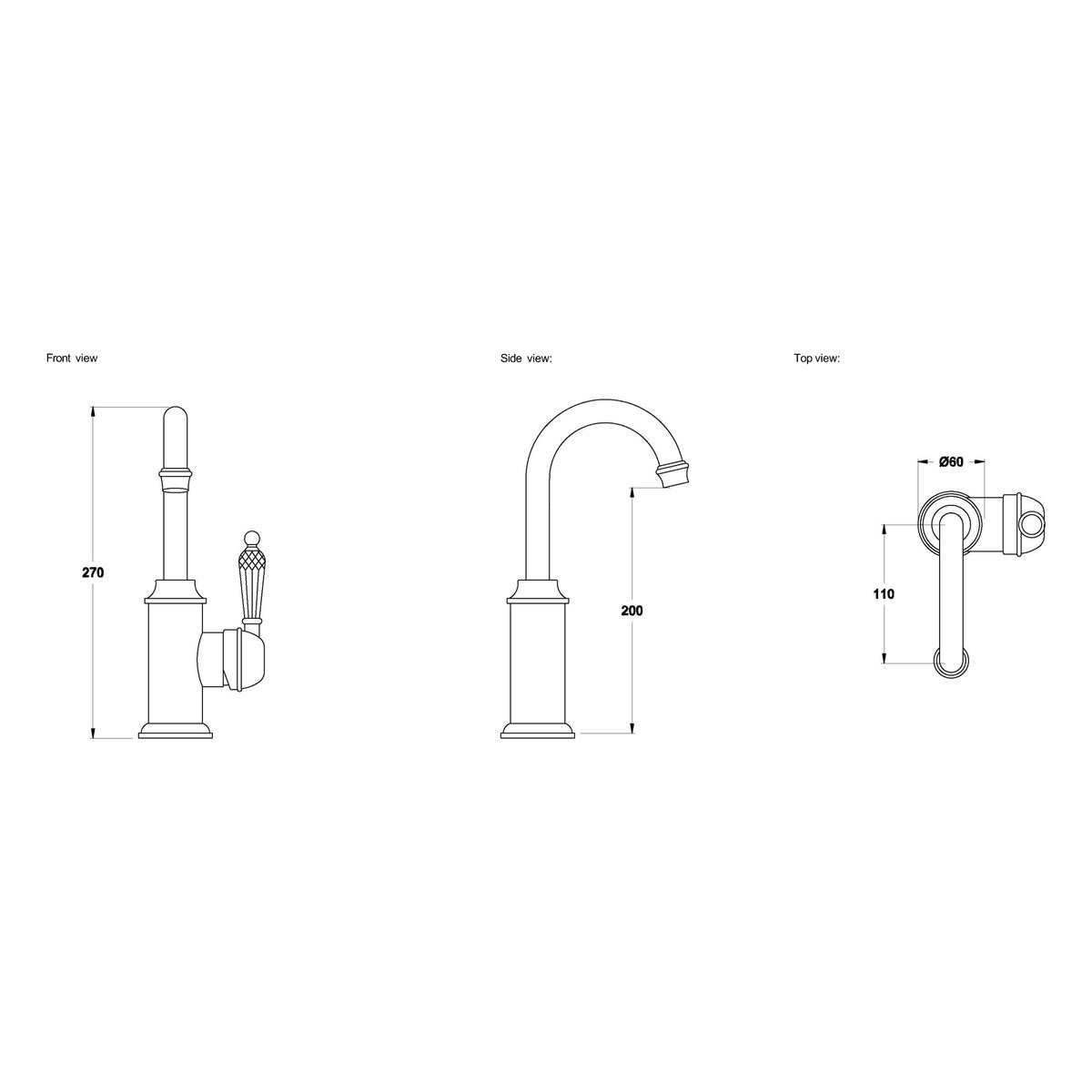 Brodware Winslow Basin Mixer IV, Kristall Lever