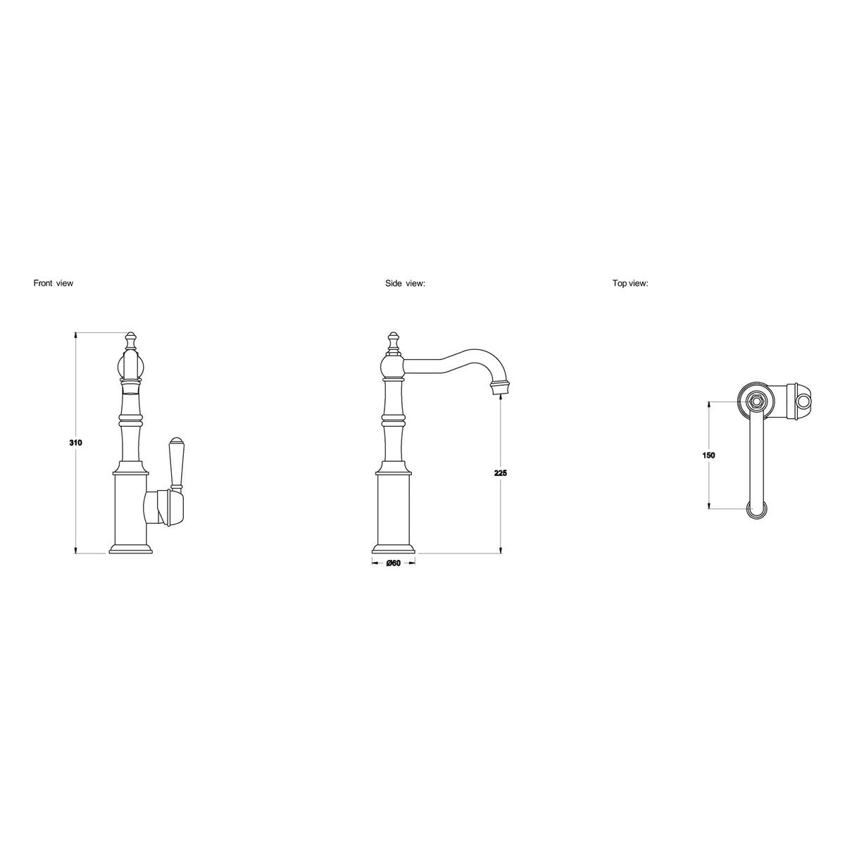Brodware Winslow Basin Mixer III, Metal Lever