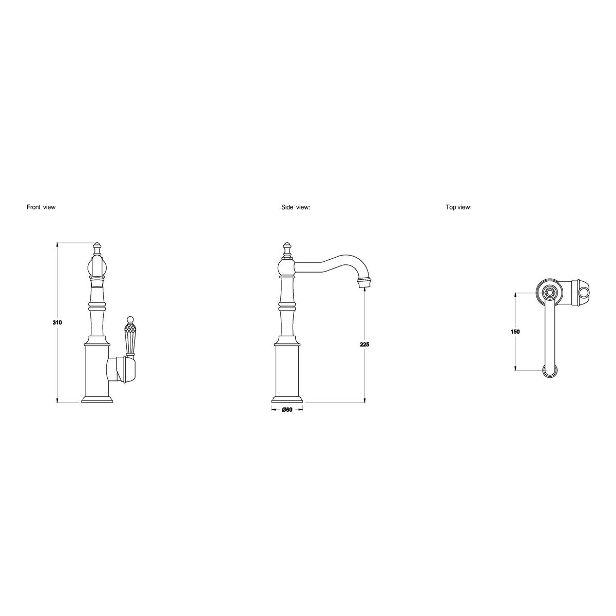 Brodware Winslow Basin Mixer III, Kristall Lever