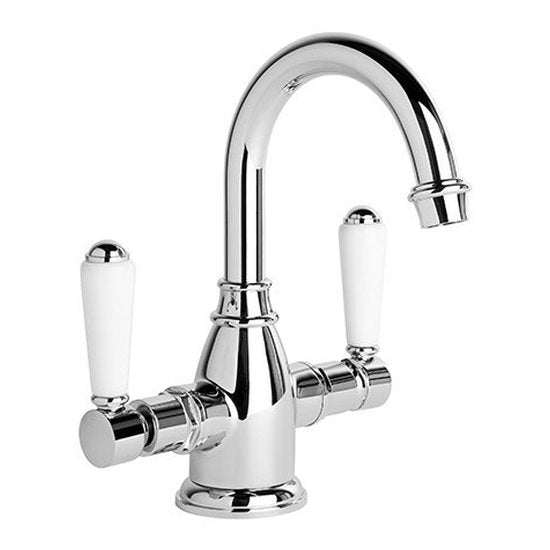 Brodware Winslow Basin Mixer II, White Porcelain Lever