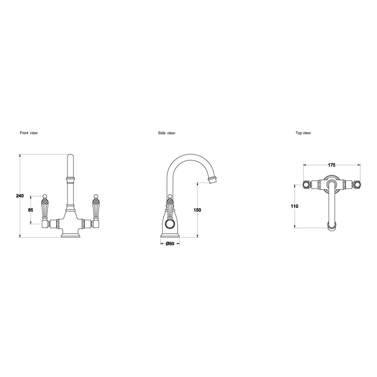 Brodware Winslow Basin Mixer II, Kristall Lever