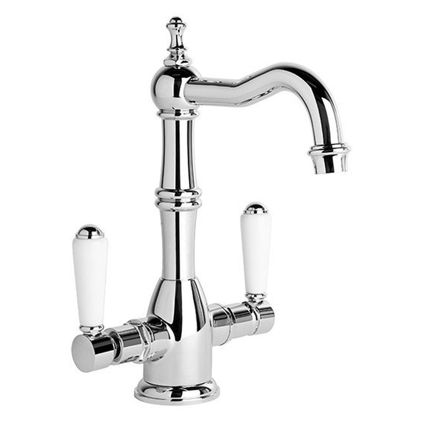 Brodware Winslow Basin Mixer I, White Porcelain Lever